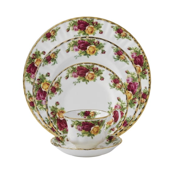 Royal Albert Old Country Roses 5 Piece Set, bone china, multicolor SINGLE PLACE SETTING