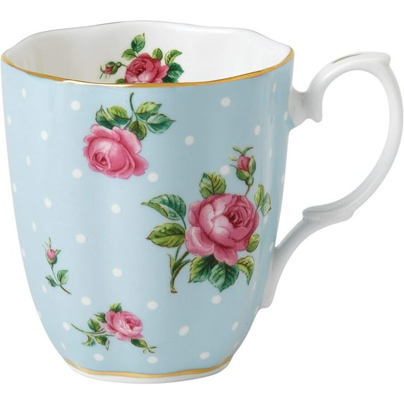 Royal Albert Polka Blue Vintage Mug 13.5 oz, Bone China, Multicolor