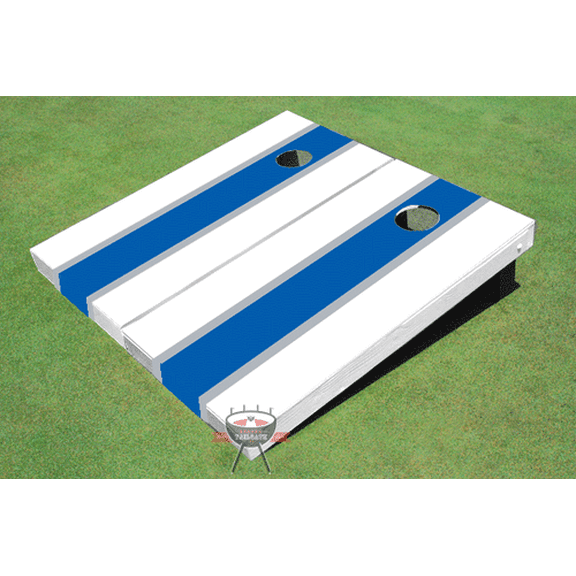 Royal And White Matching Long Stripe Set