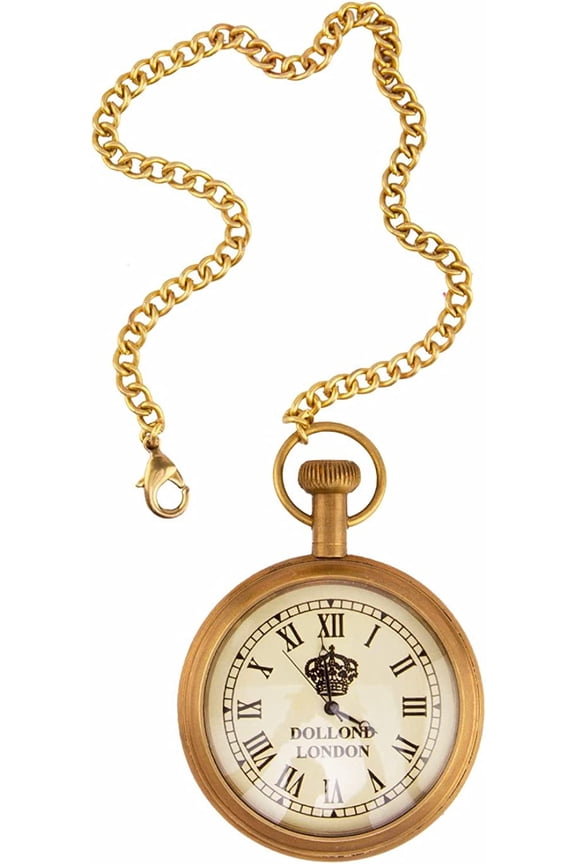 Royal Antique style brass pocket watch with Roman Numbers, Dial Dollond London