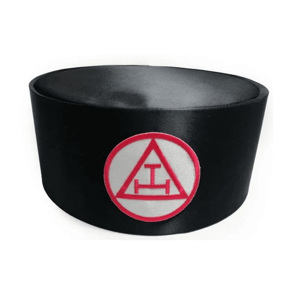 Royal Arch Masonic Chapter Crown Cap - Black Triple Tau Insignia Machine Embroidery