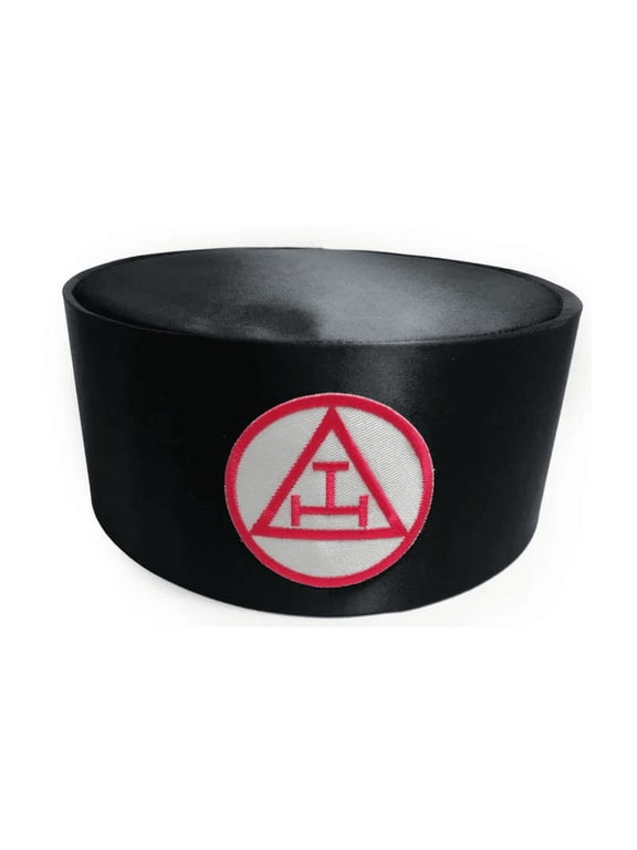 Royal Arch Masonic Chapter Crown Cap - Black Triple Tau Insignia Machine Embroidery