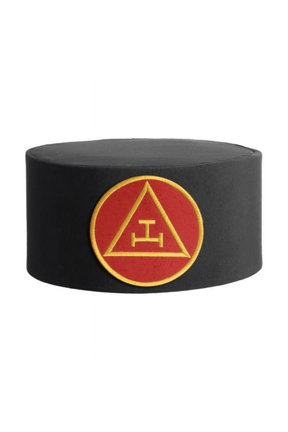 Royal Arch Masonic Chapter Crown Cap - Black With Red & Gold Triple Tau