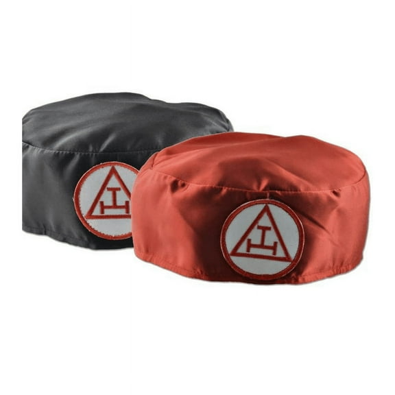 Royal Arch Masonic Chapter Crown Cap - Red & Black Satin Triple Tau Insignia