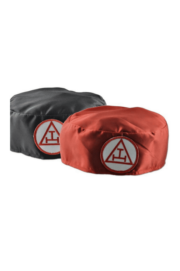 Royal Arch Masonic Chapter Crown Cap - Red & Black Satin Triple Tau Insignia