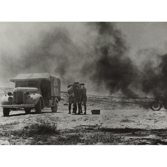 Royal Army Medical Corps Ambulance Convoy Under Attack In The Western Desert History (24 x 18)