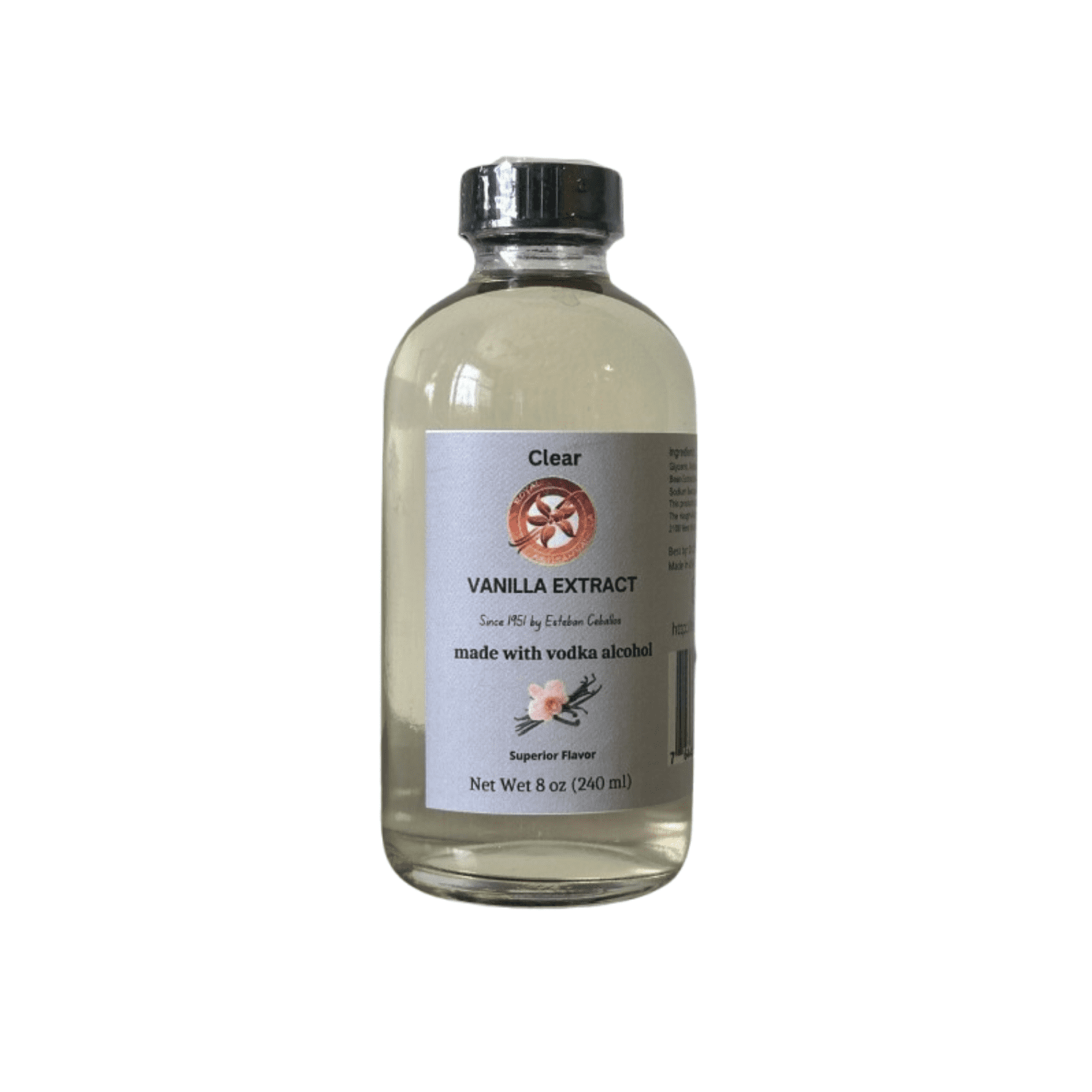 Royal Artisan Vanilla, Pure Clear Vanilla 8 FL oz / 240 ml Made with Vodka Alcohol