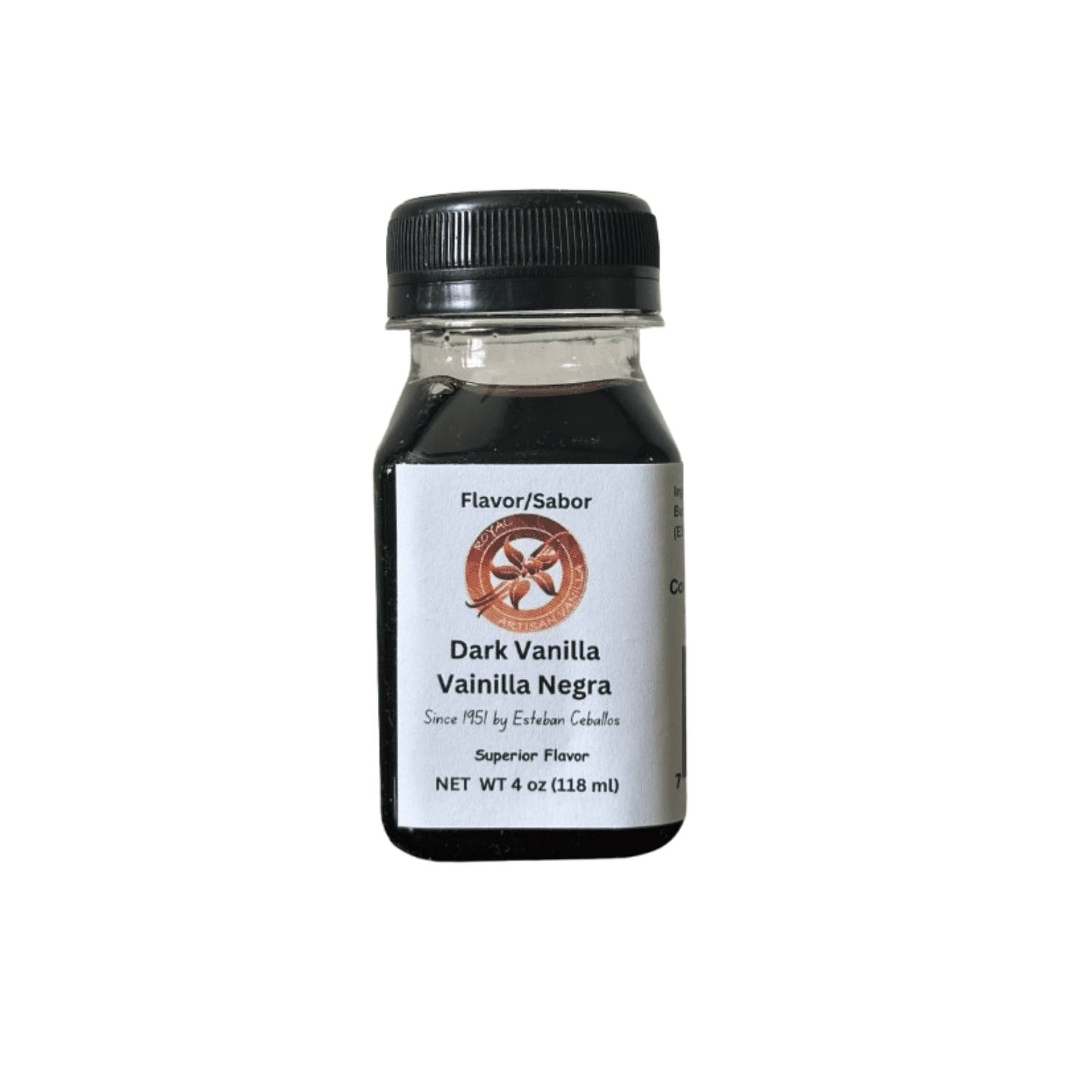 Royal Artisan Vanilla, Pure Extract Vanilla, Dark  Vanilla, Vainilla Negra 4 Fl oz/ 118 ml, Authentic Venezuelan Vanilla Flavor