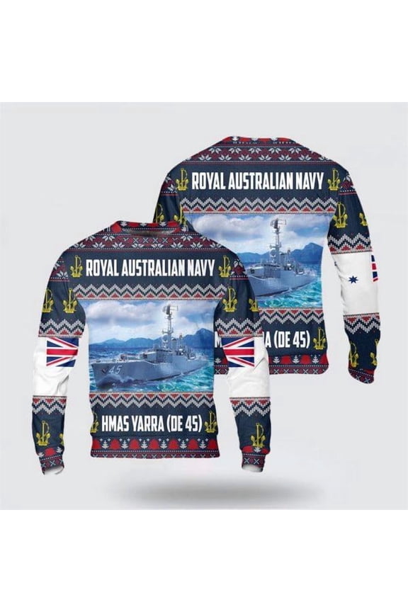 Royal Australian Navy HMAS Yarra (DE 45) Christmas Sweater 3D – Unique Christmas Sweater Gift For Military Personnel
