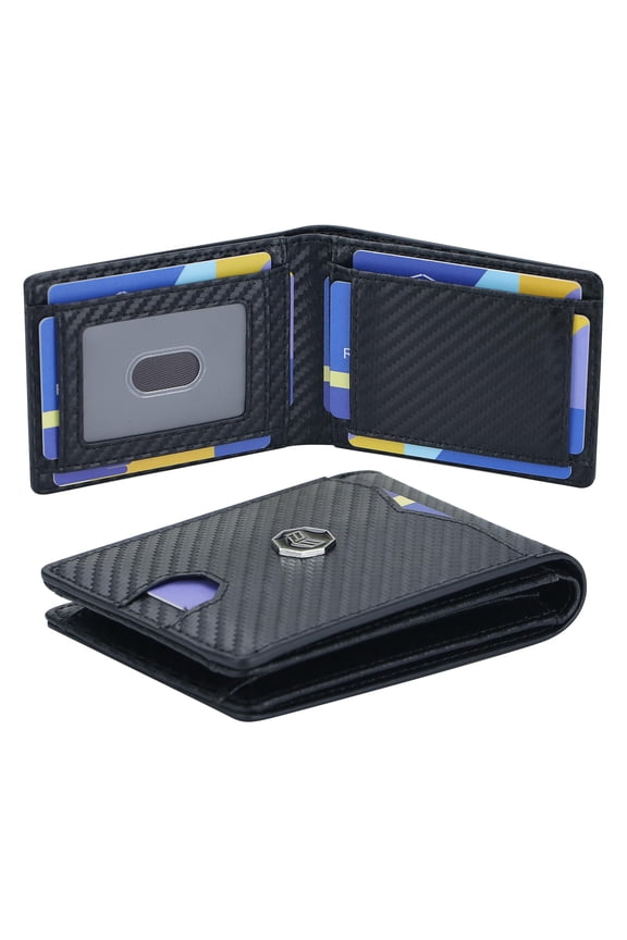 Carbon Fiber Slim Wallets for Men, Minimalist RFID Blocking Card Holder, Lightweight Front Pocket Wallet 3240