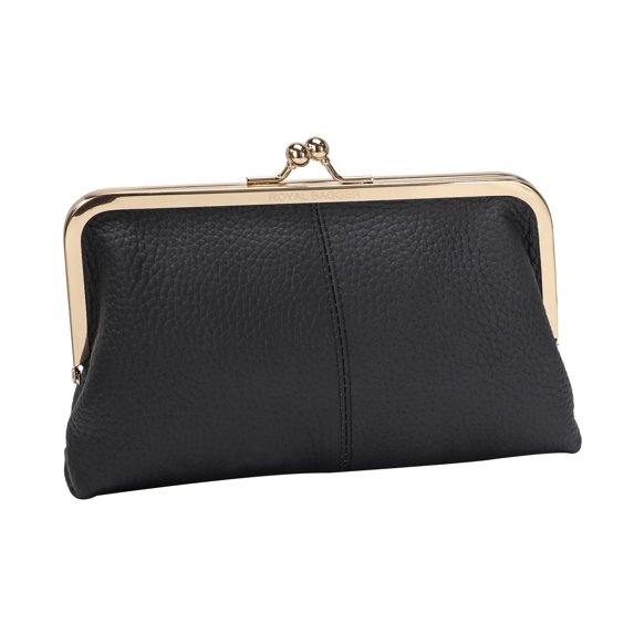 Royal Bagger Elegant Vintage Genuine Leather Clutch for Women, Slim Evening Bag with Kiss Lock, Phone Wallet & Coin Pocket