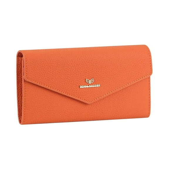 Royal Bagger Envelop Long Wallet - RFID Blocking Simple Solid Color Multi-card Slots Card Holder Genuine Leather Purse 2480