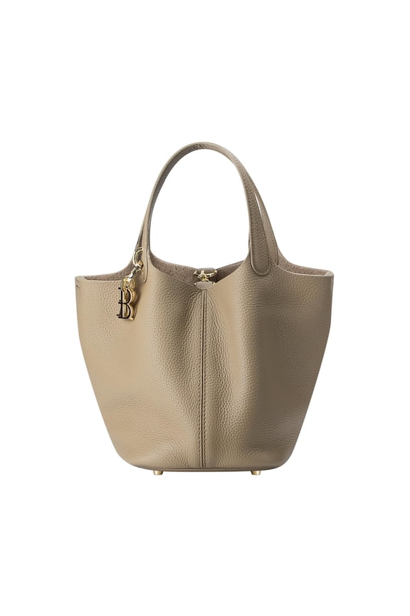 Genuine Cow Leather Tote Bags for Women, Magnetic Closure Bucket Bag, Solid Color Casual Handbag 3260