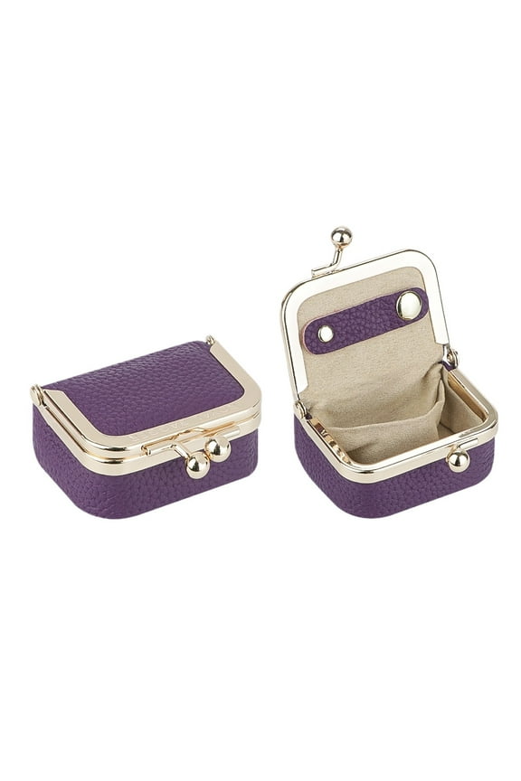 Genuine Leather Mini Jewelry Coin Purse Solid Color Kiss Lock Change Pouch Casual Style Small Storage Bag for Women 1894