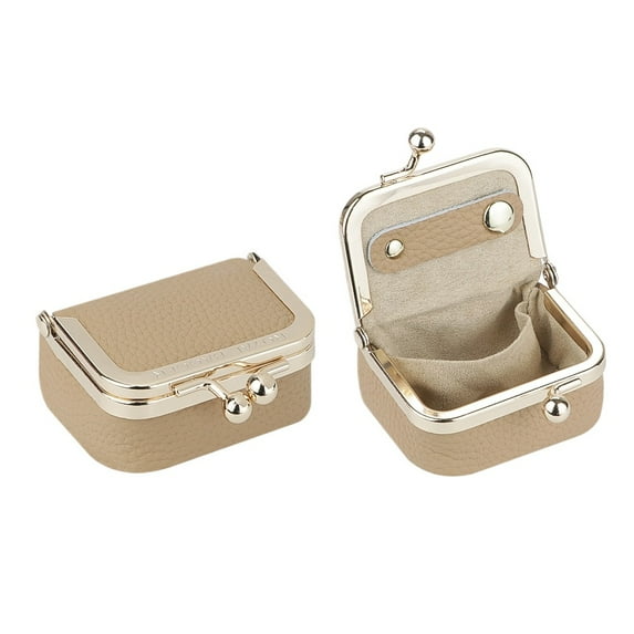 Royal Bagger Genuine Leather Mini Jewelry Coin Purse Solid Color Kiss Lock Change Pouch Casual Style Small Storage Bag for Women 1894