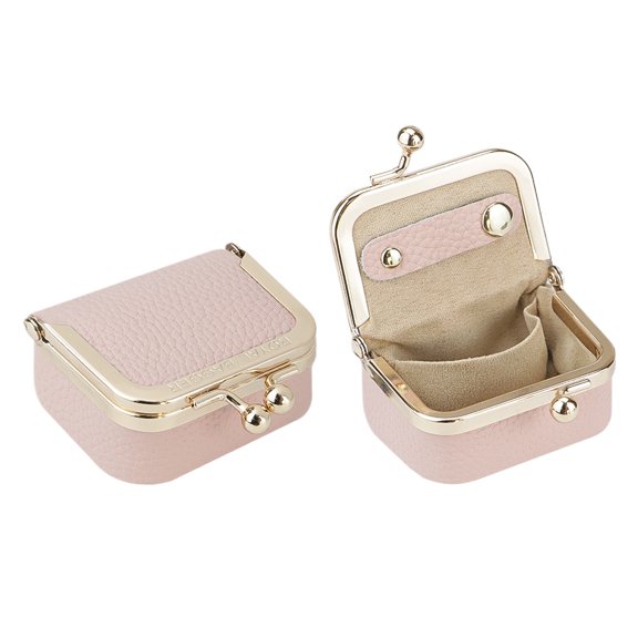 Royal Bagger Genuine Cow Leather Mini Jewelry Box Women's Coin Purse Solid Color Kiss Lock Change Pouch Casual Style Small Storage Bag for Women 1894
