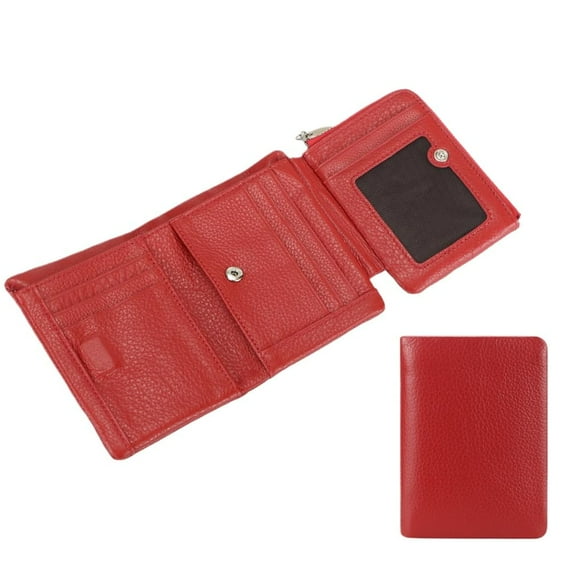 Royal Bagger Genuine Leather Trifold Short Wallets, Multi-card Slots Card Holder, Classic Textured Women's Coin Purse