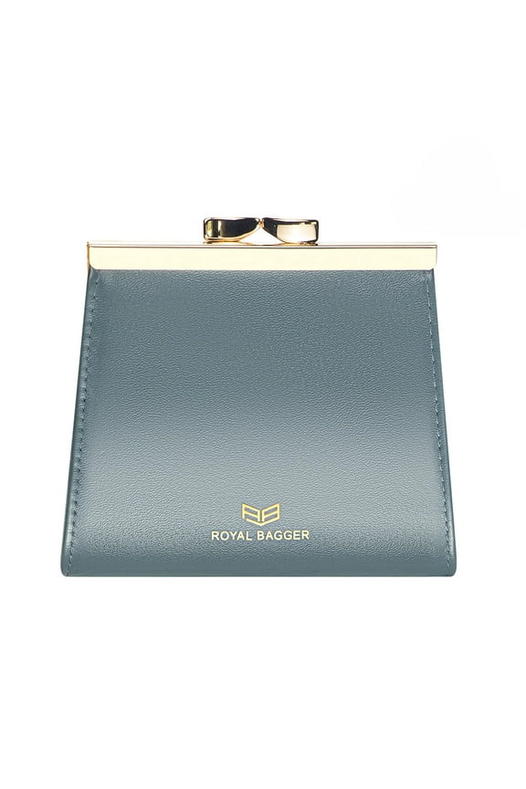 Royal Bagger Kiss Lock RFID Credit Card Holder for Women, Genuine Cow Leather Short Wallets, Fashion Vintage Coin Purse 3242