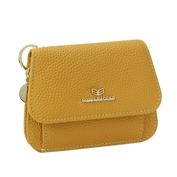 Royal Bagger Multi-card Slots Short Wallet Genuine Cow Leather Credit Card Holder RFID Blocking Coin Purse with Keychain 2443