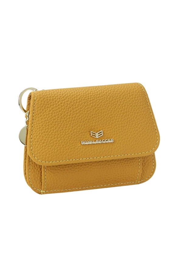 Multi-card Slots Short Wallet Genuine Cow Leather Credit Card Holder RFID Blocking Coin Purse with Keychain 2443