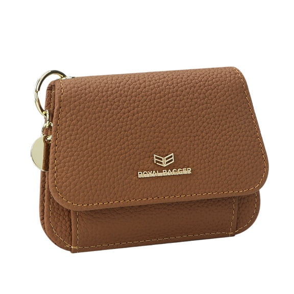 Royal Bagger Multi-card Slots Short Wallet Genuine Leather Credit Card Holder RFID Blocking Coin Purse with Keychain 2443