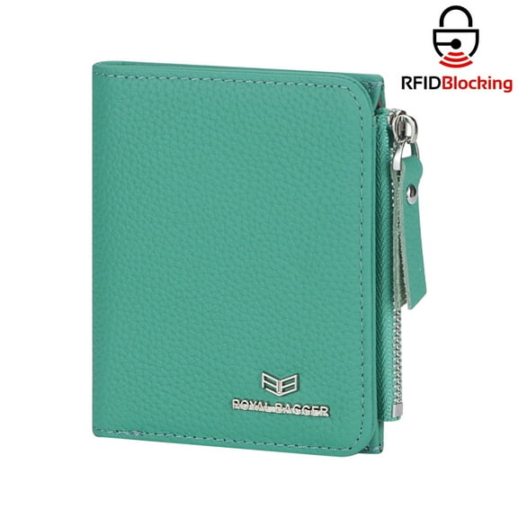 Royal Bagger RFID Blocking Genuine Leather Short Wallet for Women - Slim Bifold Coin Purse, Fashionable & Simple Design