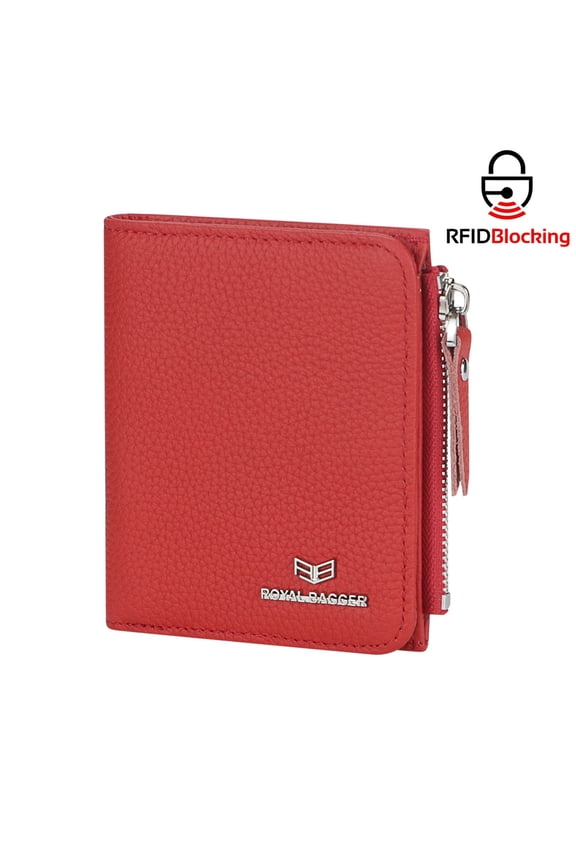 RFID Blocking Genuine Leather Short Wallet for Women - Slim Bifold Coin Purse, Fashionable & Simple Design