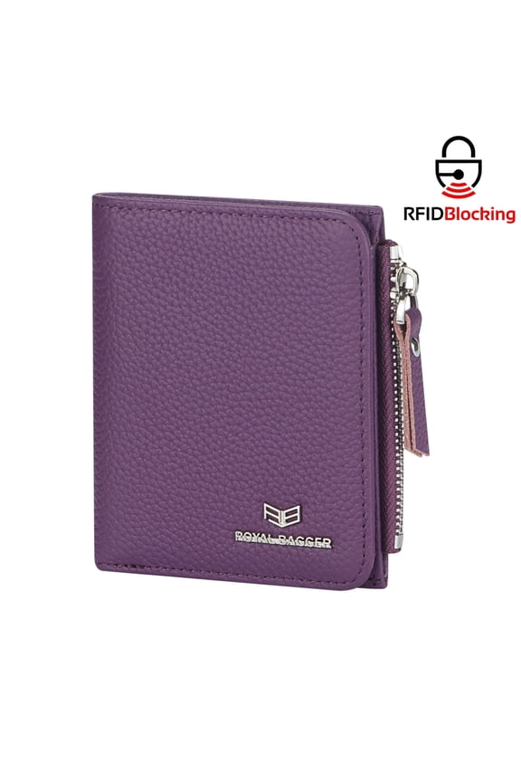 RFID Blocking Genuine Leather Short Wallet for Women - Slim Bifold Coin Purse, Fashionable & Simple Design