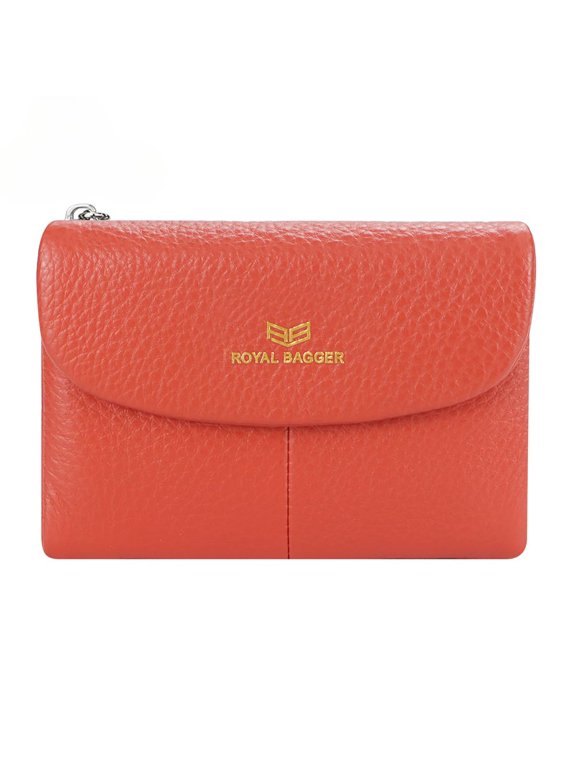 RFID Blocking Women's Short Wallet Genuine Cow Leather Multi-card Slots Card Holder Trifold Purse Magnetic Opening 2063