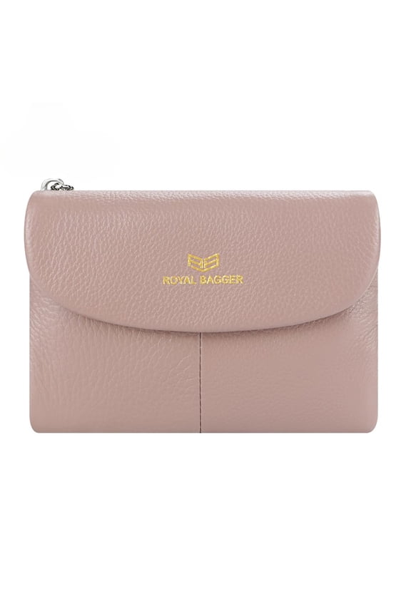 RFID Blocking Women's Short Wallet Genuine Cow Leather Multi-card Slots Card Holder Trifold Purse Magnetic Opening 2063