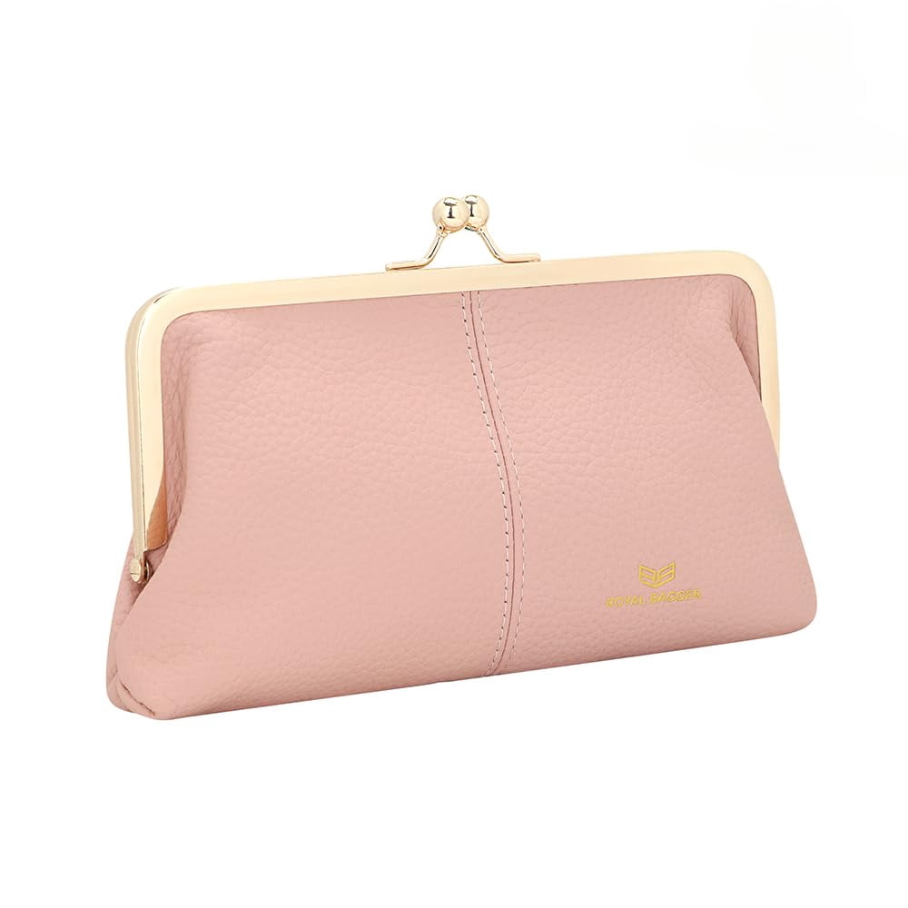 Portafoglio Pochette Royal Bagger In Vera Pelle Con Chiusura A Bacio E Blocco RFID - Rosa
