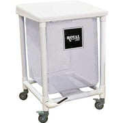 Royal Basket Trucks B2238159 24 gal Single White Mesh Liner PVC Hamper with 2 Swivel & 2 Swivel Lock with Foot Pedal