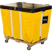 Royal Basket Trucks B2260080 PVC Hinged Top Basket Truck with 24 Bushel & Yellow Vinyl Wood Base - All Swivel