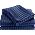 thumbnail image 1 of Royal Bath 1800 Series Twin Size Bed Sheet Set Soft Touch Embossed Stripes – Wrinkle Resistant & Machine Washable (Navy Blue), 1 of 4