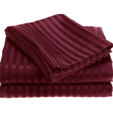 Royal Bath 1800 series Microfiber High Quality Bed Sheet Set with Embossed Stripes Ultra Soft Queen Size - Wrinkle Resistant & Machine Washable (Burgundy)