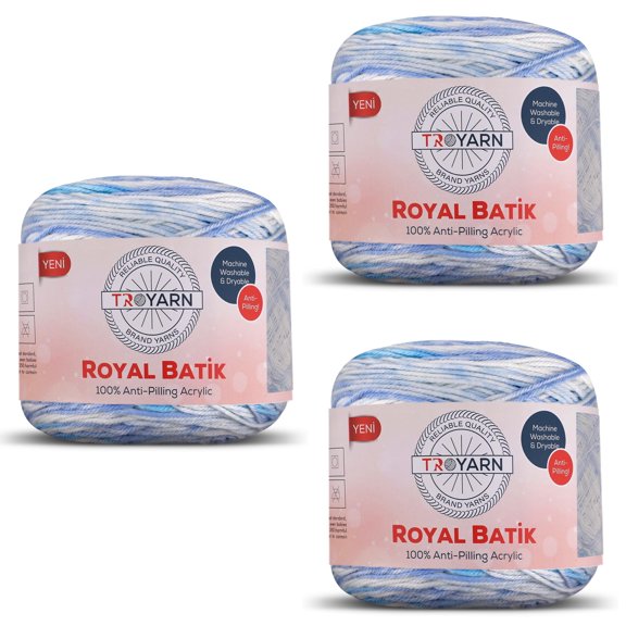 Royal Batik Ombre Yarn for Crocheting - Soft Acrylic Yarn - Rainbow - Anti-Pilling - 100g (3 Skeins Pack) (3x383 yds) (10606)