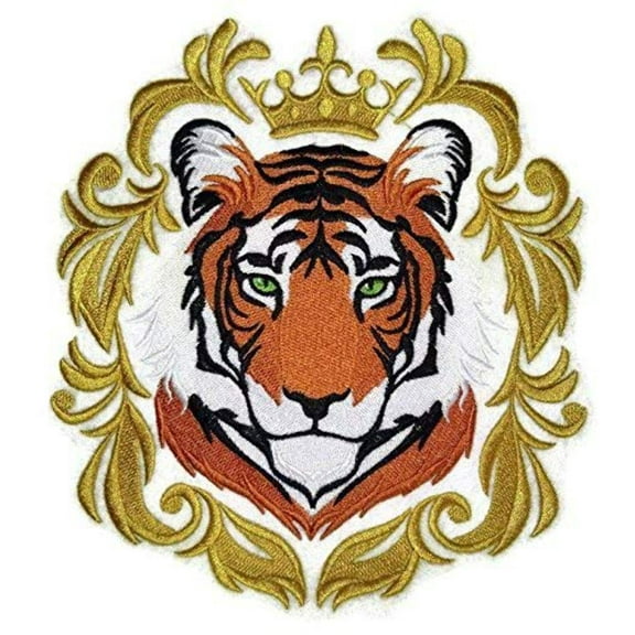 Royal Bengal Tiger Embroidered Iron on/Sew patch [6.9" X 7.6"]