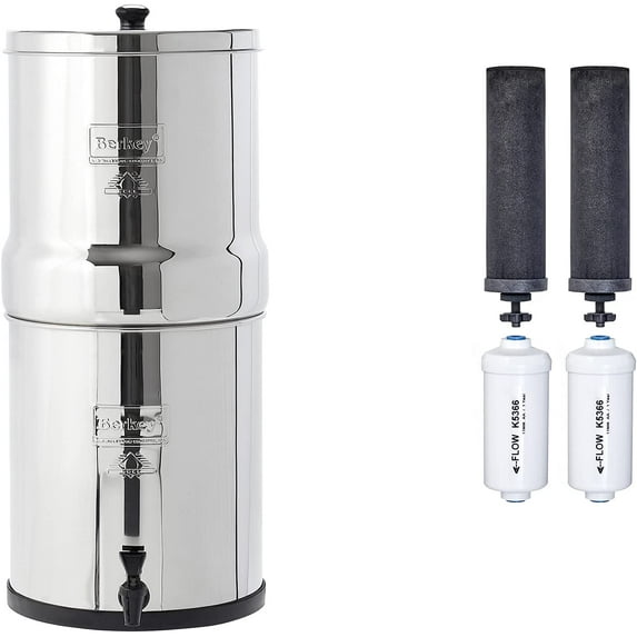 Royal Berkey Gravity-Fed Water Filter with 2 Black Berkey Elements and 2 PF-2 Fluoride and Arsenic Reduction Elements