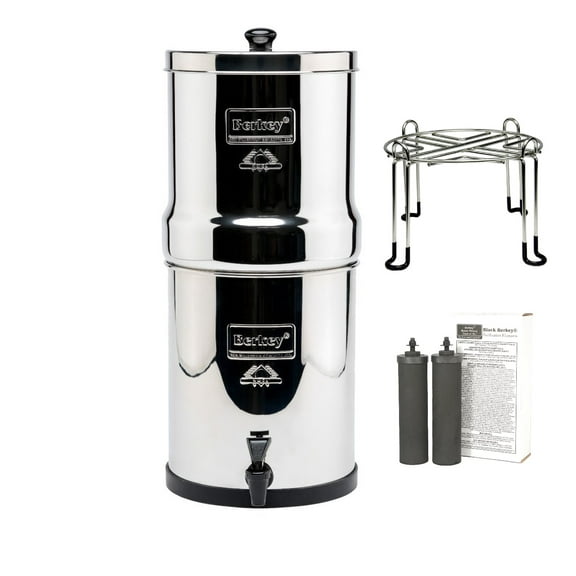 Royal Berkey Gravity-Fed Water Filter with 2 Black Berkey Elements and Rubberized Non-Skid Feet Wirestand