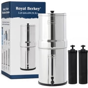 Royal Berkey 3.25-Gallon Stainless Steel Gravity-Fed Water Filter System Easy-to-Assemble with 2 Authentic Black Berkey BB9-2 Filter Elements, Countertop Water Filtration System for Everyday Use