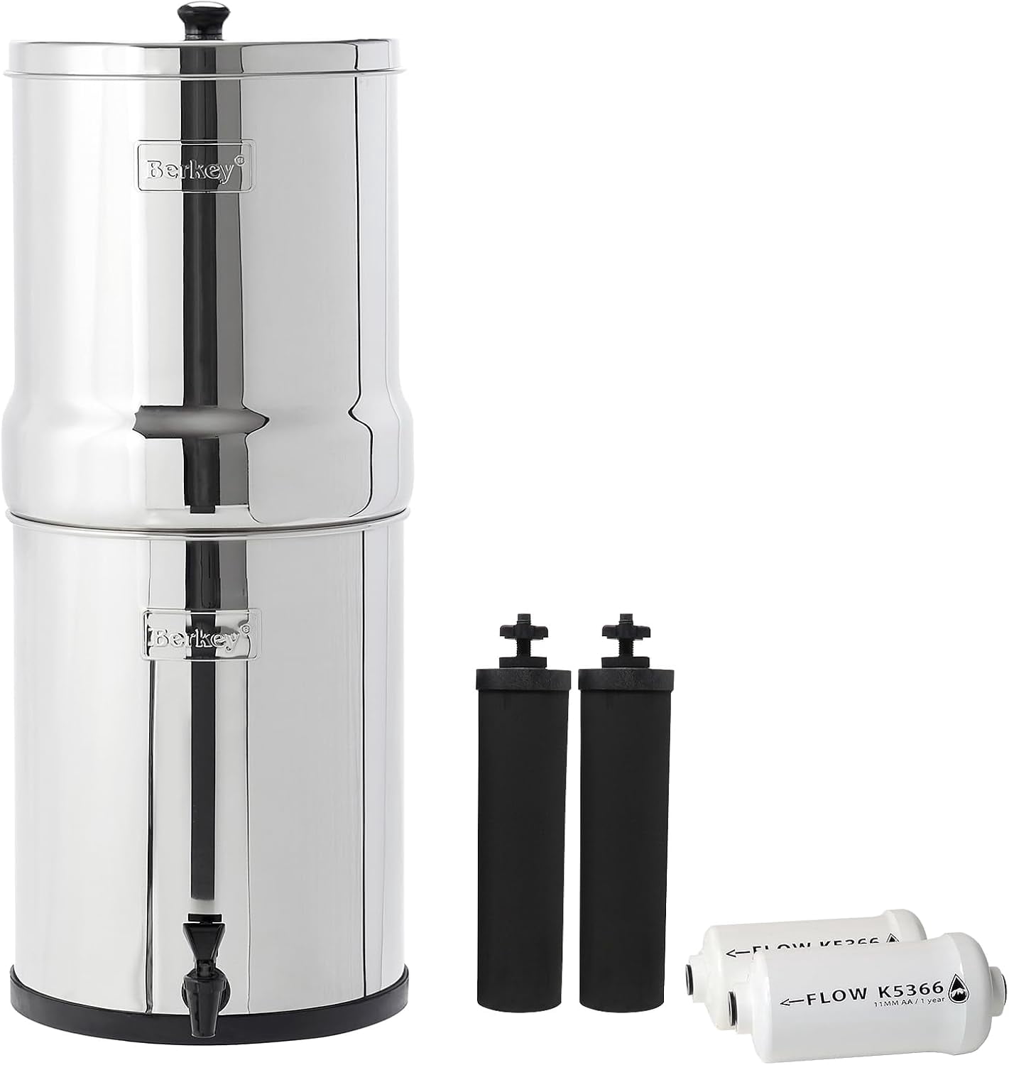 Royal Berkey Water Filter System with 2 Black Filters & 2 PF2 Filters