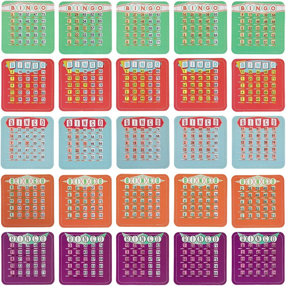 Royal Bingo Supplies Ez Clear 7" Shutter Bingo Cards, Retro Designs