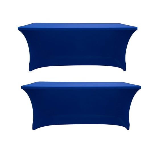 Royal Blue 2 Pack 6 Foot Rectangular Stretch Spandex Table Covers by Banquet Tables Pro