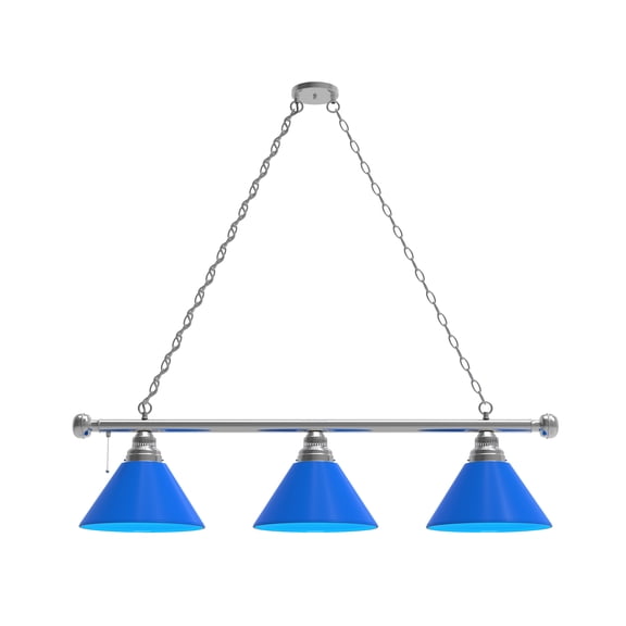 Royal Blue 3 Shade Billiard Light with Chrome FIxture