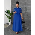 thumbnail image 1 of Royal Blue A-Line Maxi Dress With Sheer Puff Sleeves And Bow Neck For Spring Summer Autumn, 1 of 7
