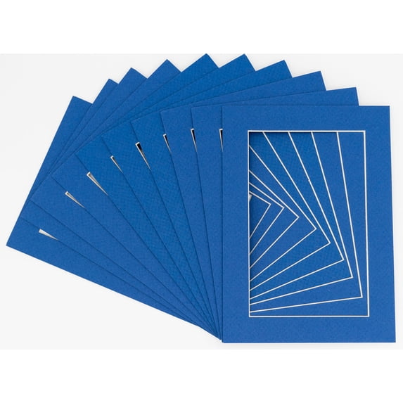 Royal Blue Acid Free 12x16 Picture Frame Mats with White Core Bevel Cut for 11x14 Pictures - Fits