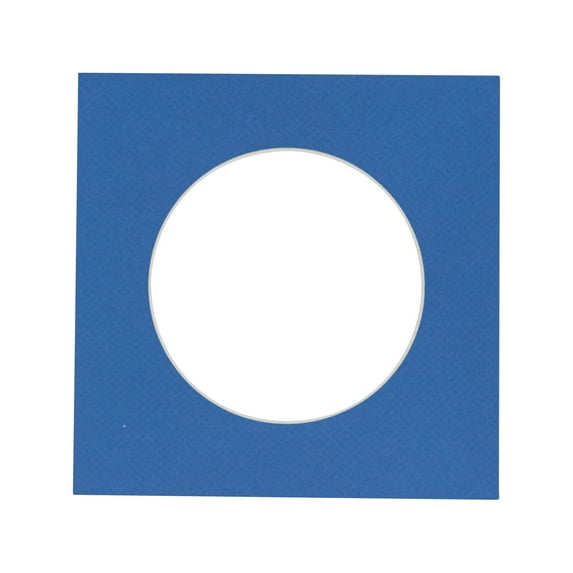 Royal Blue Acid Free 7x7 Cirlce Picture Frame Mat with White Core Bevel Cut for 5x5 Pictures - Fits