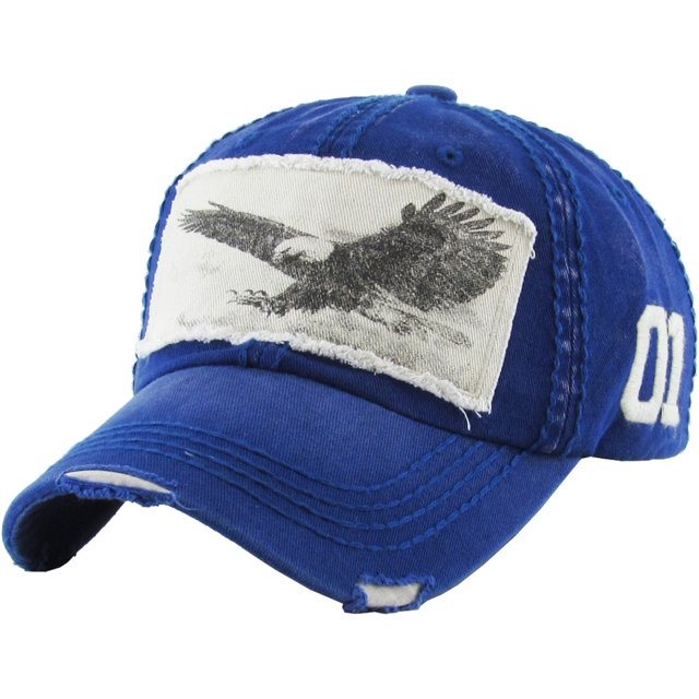 Royal Blue American Eagle Vintage Distressed Washed Baseball Cap Dad hat