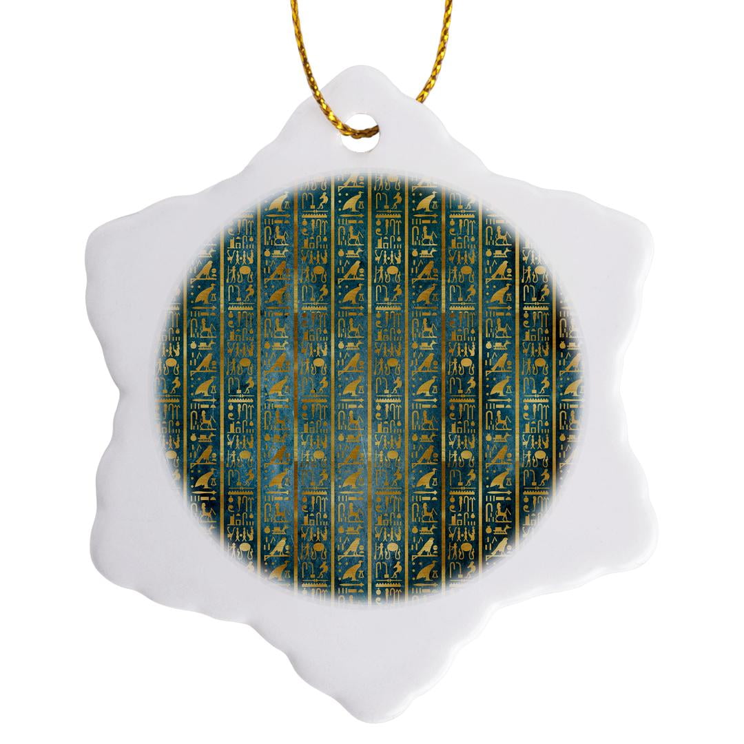 3drose, Royal Blue and Faux Gold Egyptian Symbols Pattern, 3 inch ...