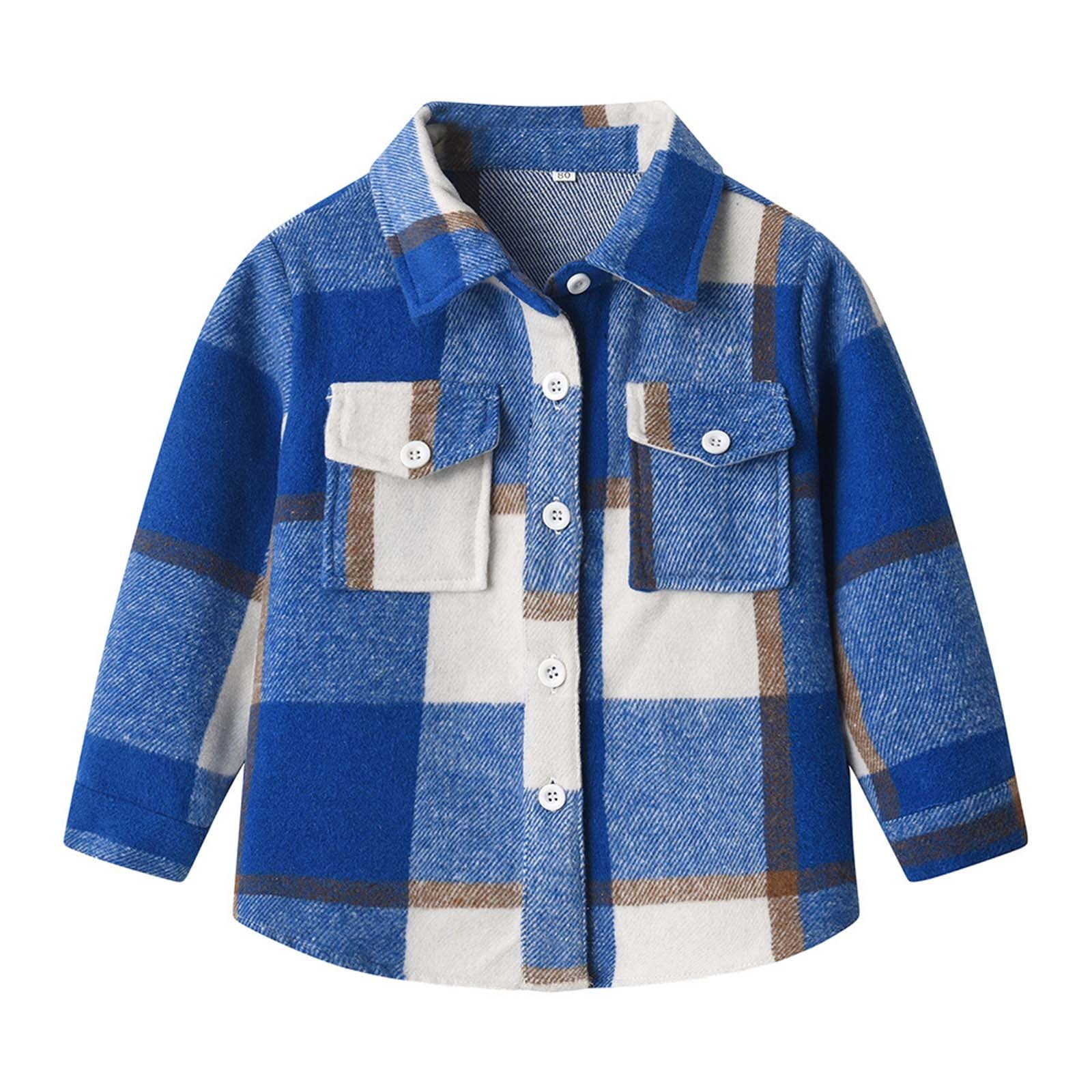 Shacket Infant Royal Blue Baby Children Boy Girl Plaid Jackets Shacket Outfit for Kid ...